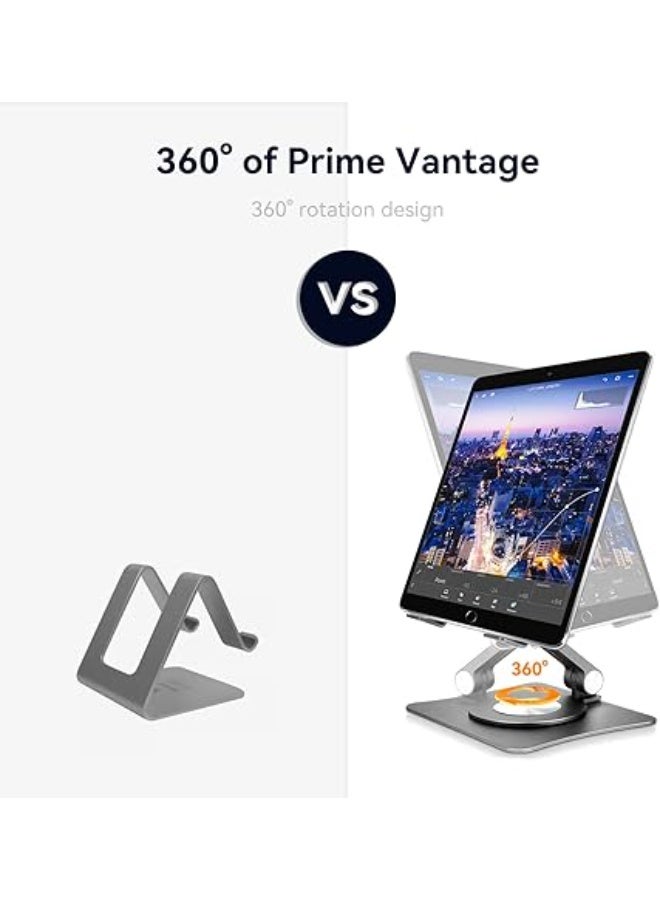 iPad Stand for Desk - Aluminum Rotating Tablet Stand, Adjustable Foldable iPad Holder Riser, Compatible with 10-13 inches iPad Pro, Gray - Image 3