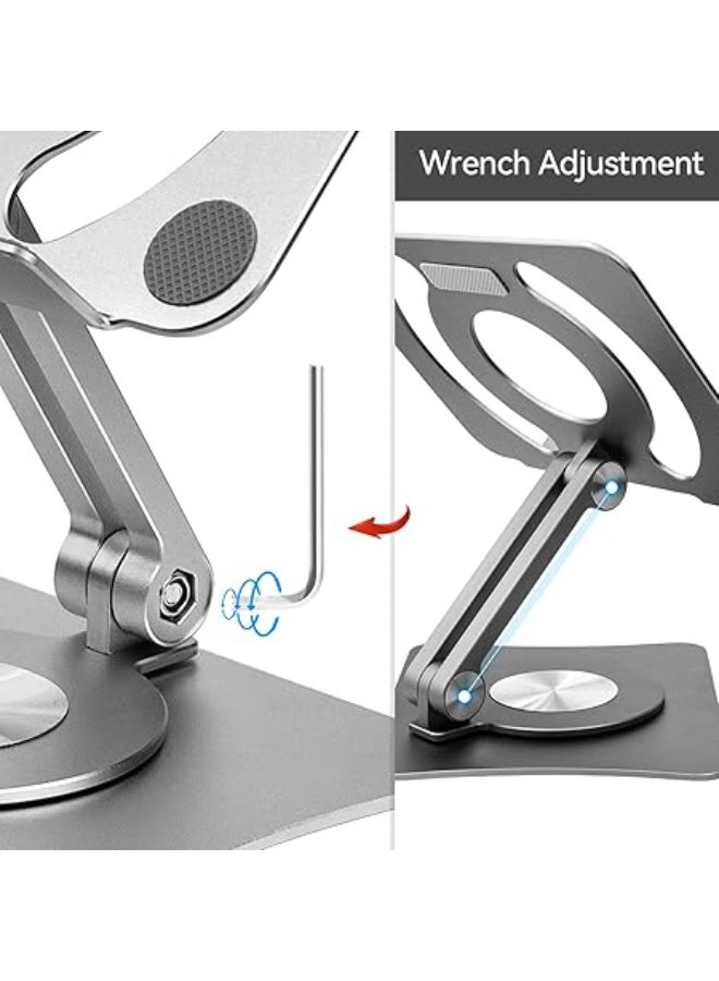 iPad Stand for Desk - Aluminum Rotating Tablet Stand, Adjustable Foldable iPad Holder Riser, Compatible with 10-13 inches iPad Pro, Gray - Image 2