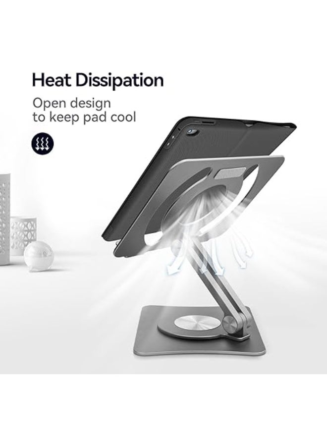 iPad Stand for Desk - Aluminum Rotating Tablet Stand, Adjustable Foldable iPad Holder Riser, Compatible with 10-13 inches iPad Pro, Gray - Image 5