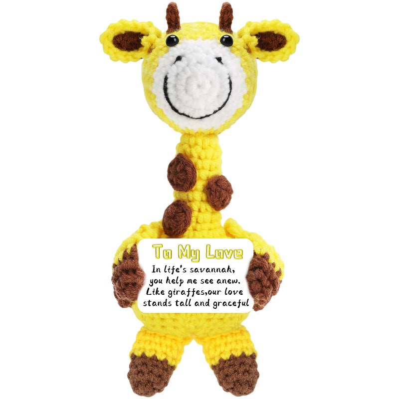 DAFURIET Handmade Positive Crochet Animals Gifts For Her/Him/Women/Men  To My Love Emotional Stuffed Giraffe Thank You Present Gift For Anniversary  Weeding  Christmas  Valentines  Birthday And Special Days - Image 1