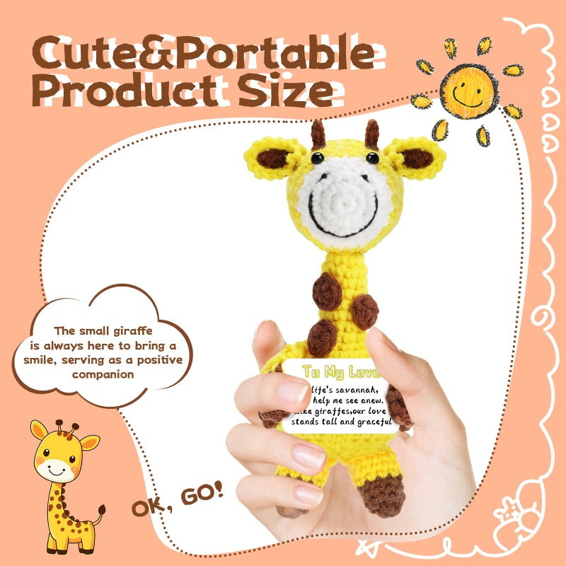 DAFURIET Handmade Positive Crochet Animals Gifts For Her/Him/Women/Men  To My Love Emotional Stuffed Giraffe Thank You Present Gift For Anniversary  Weeding  Christmas  Valentines  Birthday And Special Days - Image 2