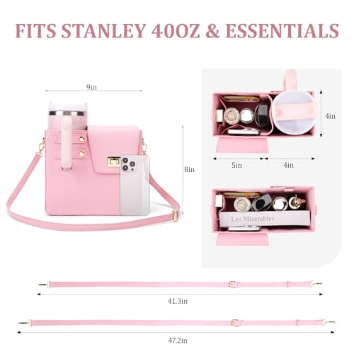 BBIQI Stanley Purse Cup Holder Bag with Strap- Outdoor Portable Crossbody Water Bottle Storage Bag for Stanley Cup Tumbler 40 oz - Image 5