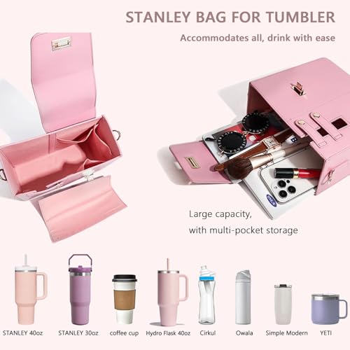 BBIQI Stanley Purse Cup Holder Bag with Strap- Outdoor Portable Crossbody Water Bottle Storage Bag for Stanley Cup Tumbler 40 oz - Image 3
