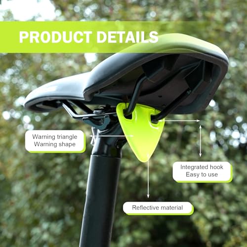 MOXRUQ 2 PCS Bike Safety Cycling Reflectors, High-Visibility Bicycle Triangle Reflective Warning Sign for Night Ride, Night Cycling Safety Equipment (Green) - Image 3