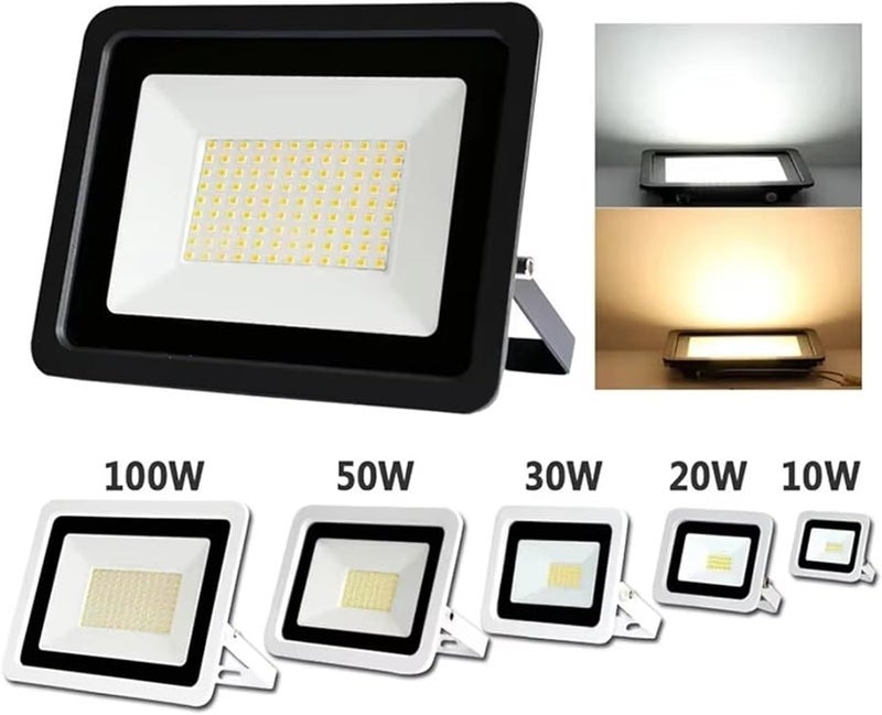 10W Black LED Flood Light 6500K Cool White IP66 Waterproof Outdoor Spotlight - Image 3