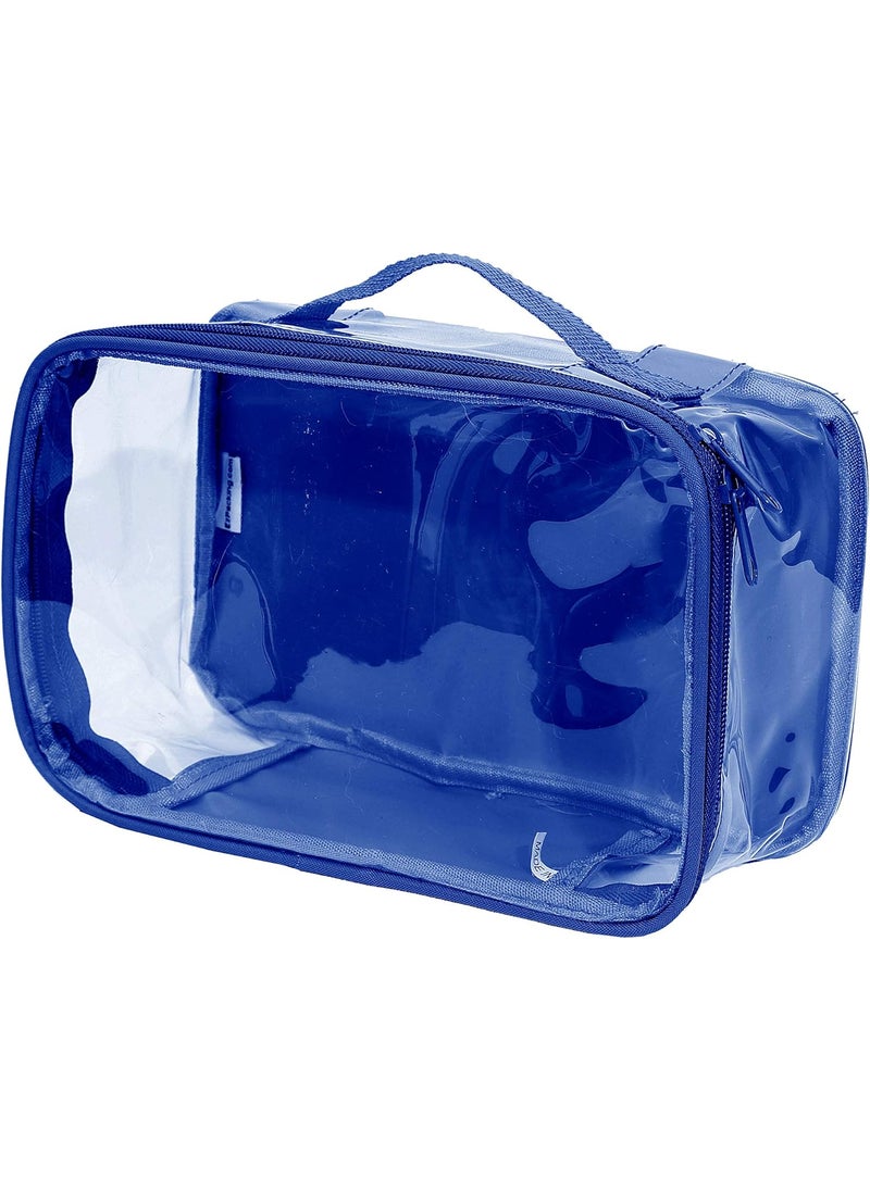 EzPacking Small Clear Travel Packing Cube/See Through PVC Plastic Pouch for Carry On Suitcase, Backpack or Diaper Bag/Transparent Multipurpose Accessories, Makeup & Underwear Organizer (Royal Blue) 