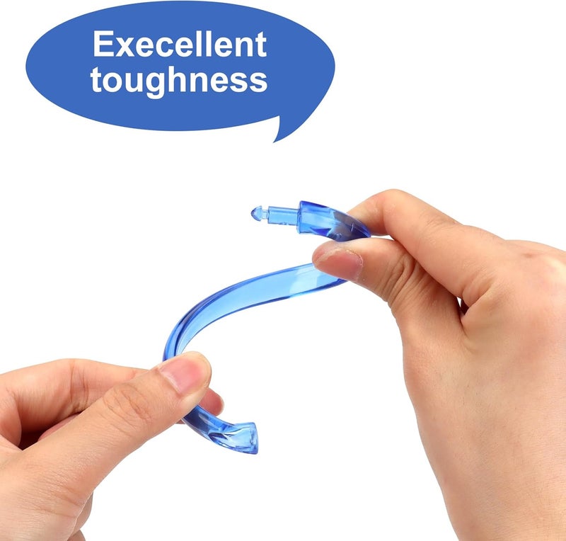 Qulable Blue Shower Curtain Hooks - 12 Pcs Circular Plastic Shower Curtain Rings for Bathroom - O Shaped Transparent Blue Shower Hooks Rings for Shower Curtain Rod - Image 2