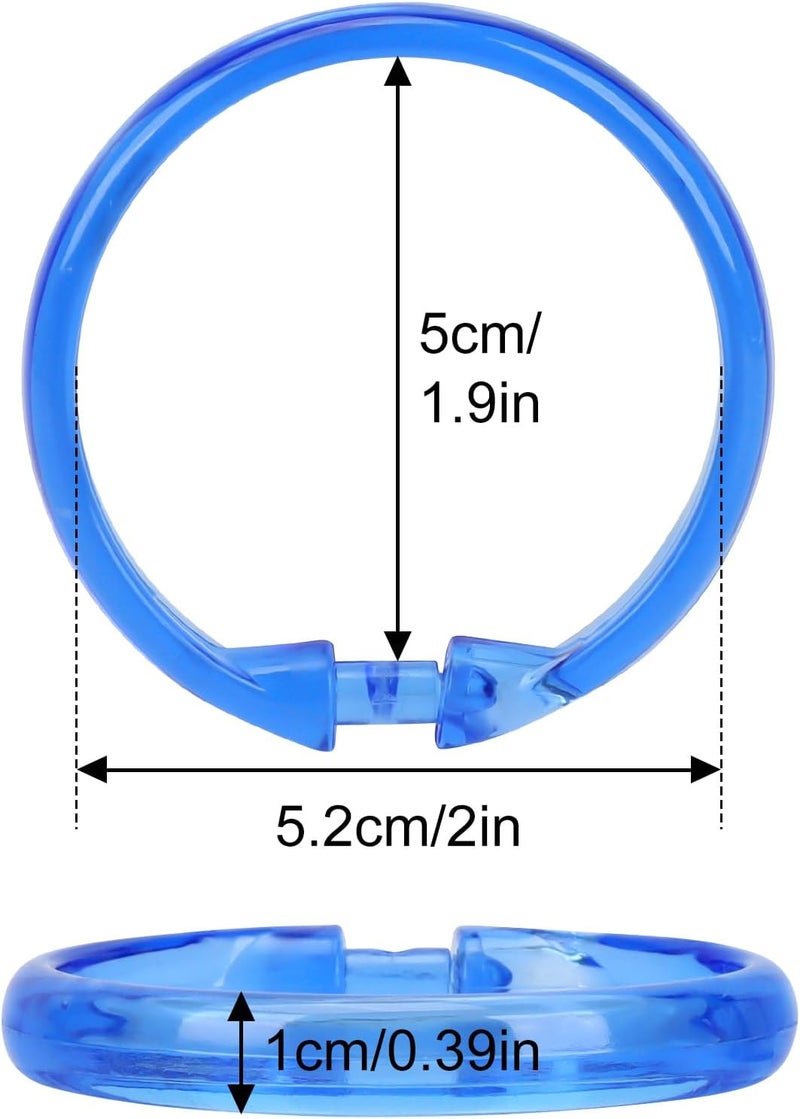 Qulable Blue Shower Curtain Hooks - 12 Pcs Circular Plastic Shower Curtain Rings for Bathroom - O Shaped Transparent Blue Shower Hooks Rings for Shower Curtain Rod - Image 4