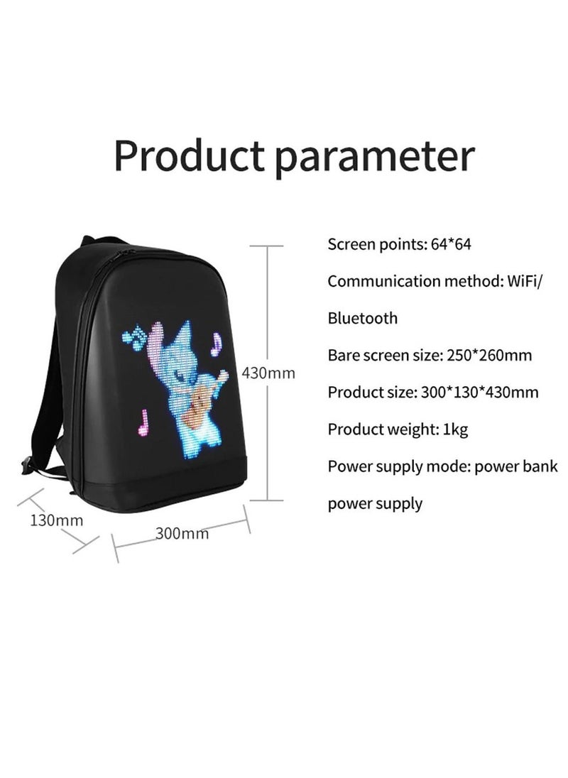 Generic - Fashion LED Bag Display Backpack Smart Style Laptop Backpack Creative Gift School Bag - Image 1