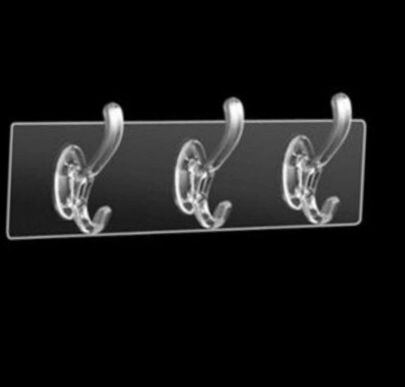 SOCHEP Adhesive Waterproof Sticker Multi-Purpose Hook Towel Hanger for Kitchen,Bathroom Transparent 3-Rail Non-Marking Strong Sticking - Image 3