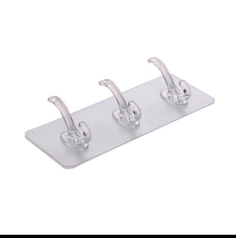 SOCHEP Adhesive Waterproof Sticker Multi-Purpose Hook Towel Hanger for Kitchen,Bathroom Transparent 3-Rail Non-Marking Strong Sticking - Image 5