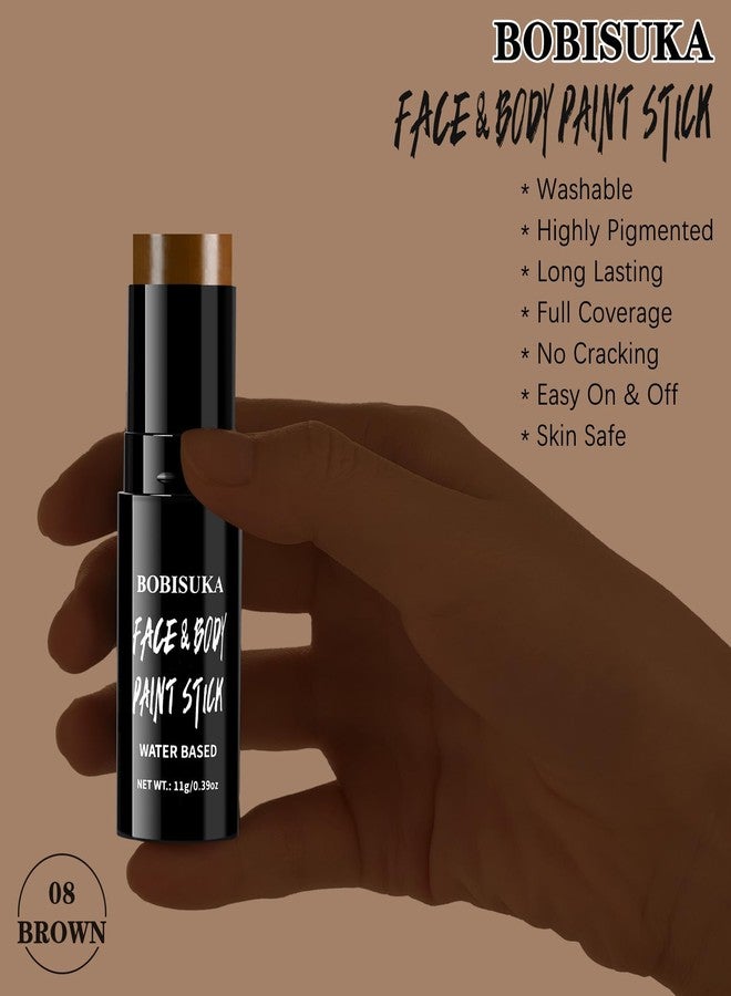 BOBISUKA Brown Face Body Paint Stick Washable Water-Based Face Paint Makeup Stick for Halloween, Skeleton, Skull, Camo, Hunting, Cosplay, SFX, Sports Eye Black & Costume Party - Image 2