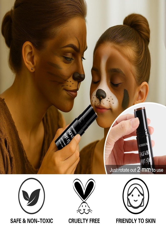 BOBISUKA Brown Face Body Paint Stick Washable Water-Based Face Paint Makeup Stick for Halloween, Skeleton, Skull, Camo, Hunting, Cosplay, SFX, Sports Eye Black & Costume Party - Image 3