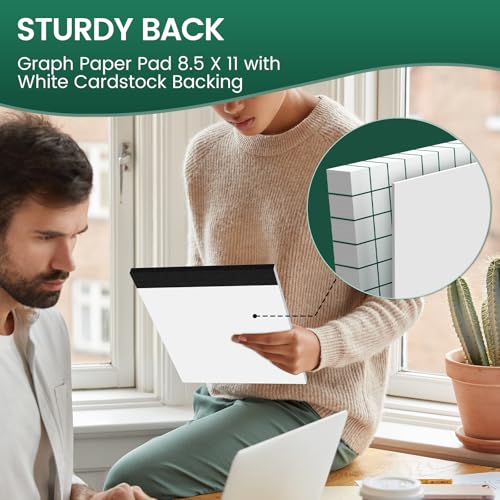 Ciphyfee Graph Paper 8.5 X 11, 2 Pack, 4x4 Quad Ruled, Grid Paper Pad 8-1/2" X 11.75", Grid Pad 8.5 X 11.75, Engineering Notebook, Easy Tears Off, White 70 Gsm Graft Paper - Image 5