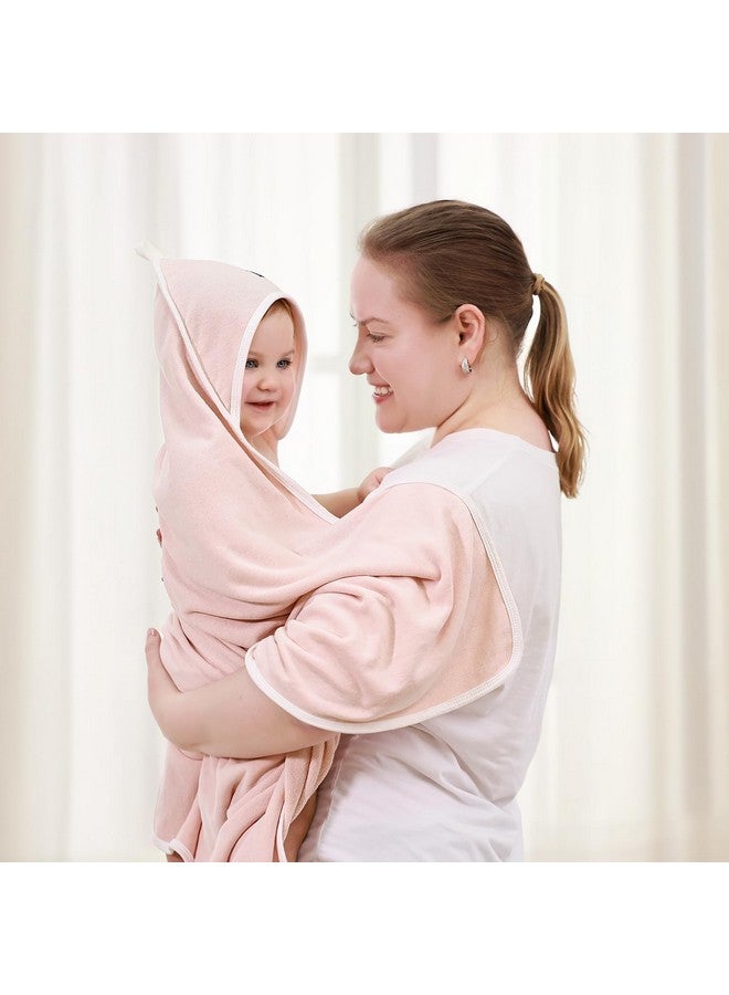 GRSSDER Baby Hooded Towel 2 Pack for Newborn, Super Soft Bath Towels with Original Design, Ultra Absorbent Knit Terry, Large Toddler Towels with Hood for Girls, Shower Gifts for Infant, 34"x 34" - Image 2