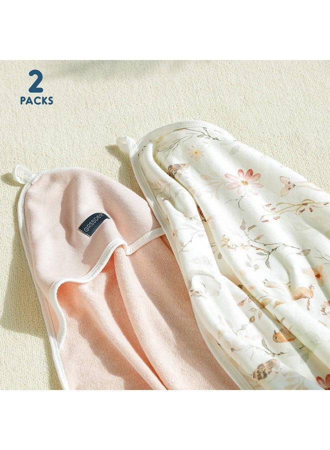 GRSSDER Baby Hooded Towel 2 Pack for Newborn, Super Soft Bath Towels with Original Design, Ultra Absorbent Knit Terry, Large Toddler Towels with Hood for Girls, Shower Gifts for Infant, 34"x 34" - Image 3