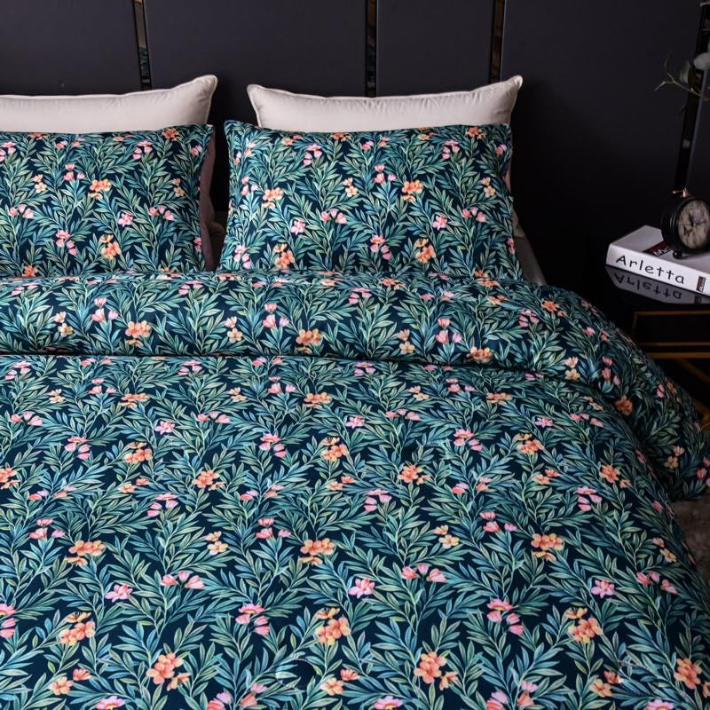 Cupocupa Duvet Cover Queen Size Set Boho Floral Pattern Duvet Cover Queen for Queen Size Bed Vintage Soft Bedding Leaf Print Paisley with Pillowcases - Image 3