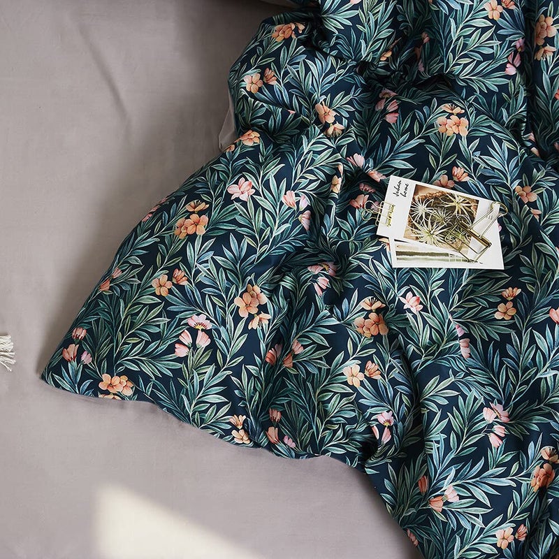 Cupocupa Duvet Cover Queen Size Set Boho Floral Pattern Duvet Cover Queen for Queen Size Bed Vintage Soft Bedding Leaf Print Paisley with Pillowcases - Image 4