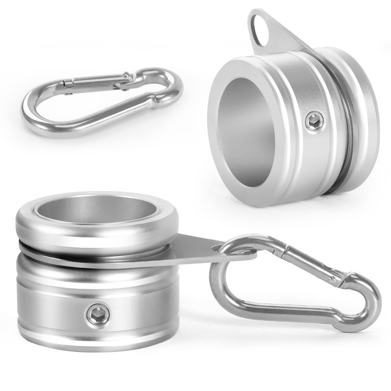 Anovo Flag Pole Rings, Aluminum Alloy Flag Pole Clips Swivels 360Â° Rotating Anti Wrap Mounting Ring with Carabiner, Flag Pole Kit Parts (Î¦:1 Inch -Pack of 2(Silver)) - Image 1