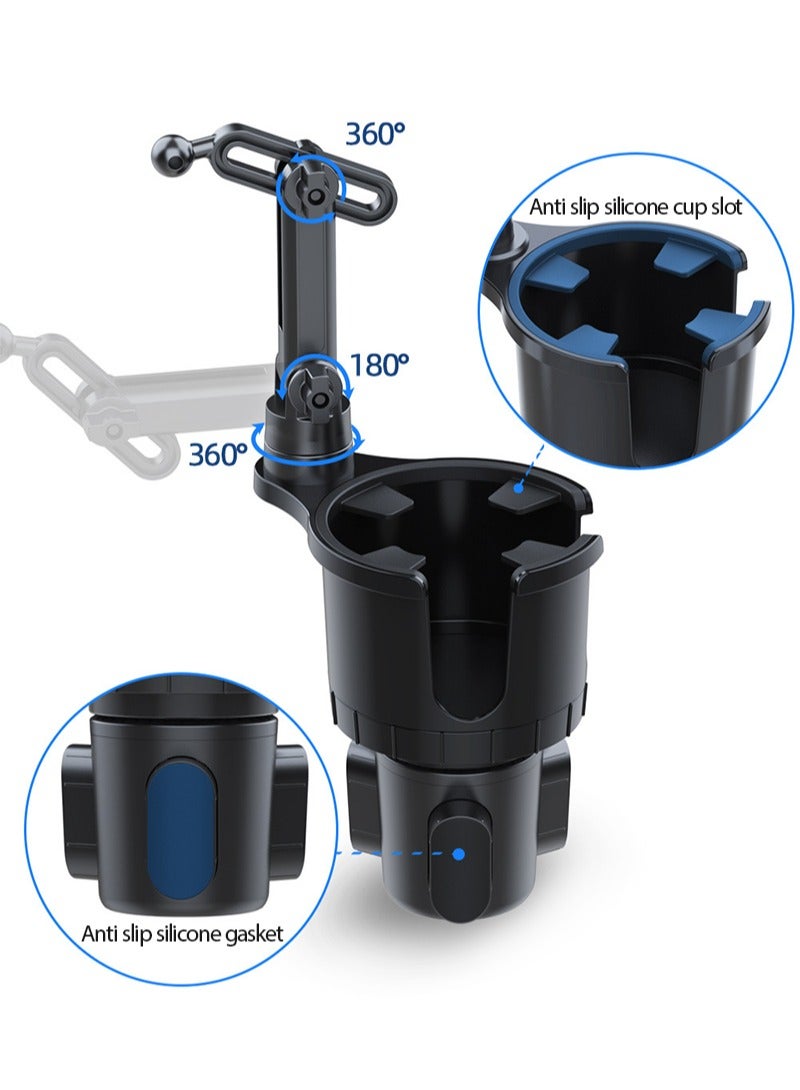 Sharpdo Car Cup Holder Phone Mount for Car，2 in 1 Cup Holder Expander with Adjustable Base & Long Arm, 360° Rotation Car Phone Holder Compatible with All Smartphones, Grey - Image 5