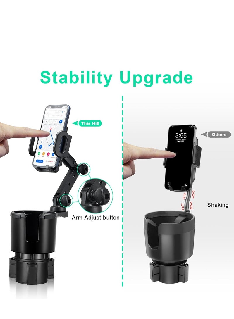 Sharpdo Car Cup Holder Phone Mount for Car，2 in 1 Cup Holder Expander with Adjustable Base & Long Arm, 360° Rotation Car Phone Holder Compatible with All Smartphones, Grey - Image 3
