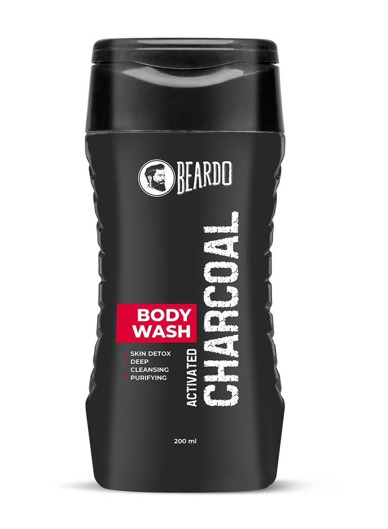 Beardo Activated Charcoal Anti-Pollution Body Wash 200ml Deep Pore Cleaning Removes Dirt and Impurities Oil Control Cleanses and Detoxifies Deeply For Men - Image 1