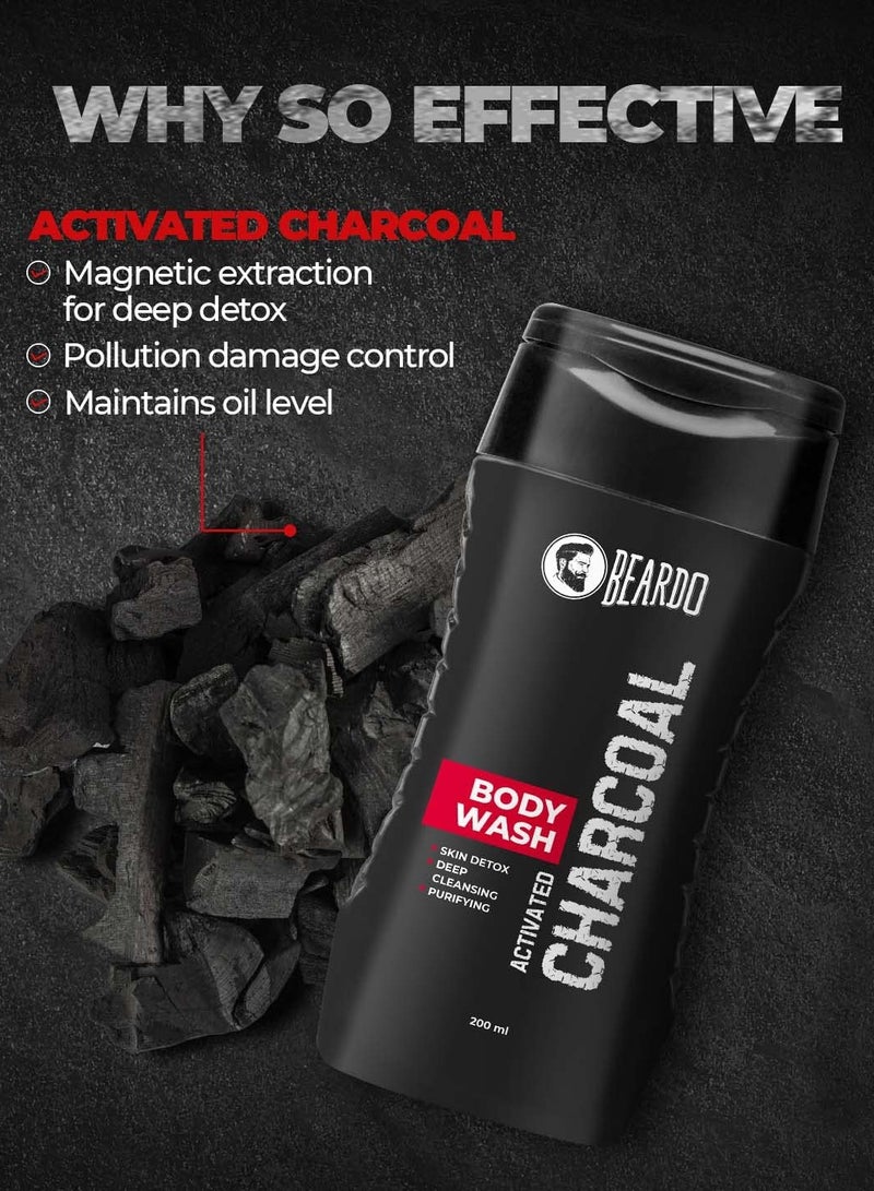 Beardo Activated Charcoal Anti-Pollution Body Wash 200ml Deep Pore Cleaning Removes Dirt and Impurities Oil Control Cleanses and Detoxifies Deeply For Men - Image 3