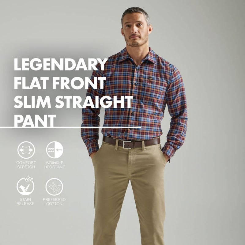 Lee Men's Flat Front Slim Straight Pant, Navy, 32W x 30L - Image 4