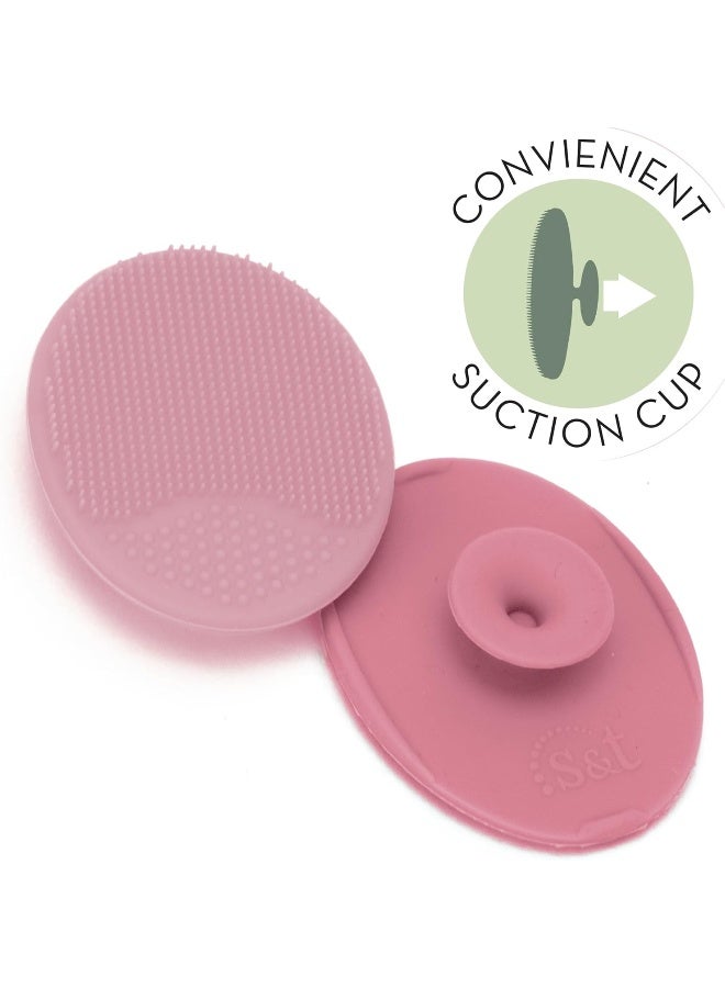 S&T INC. Exfoliating and Massaging Cradle Cap Bath Brushes for Baby, Silicone - 2 Inch x 2.5 Inch, Pink, 2 Pack - Image 5