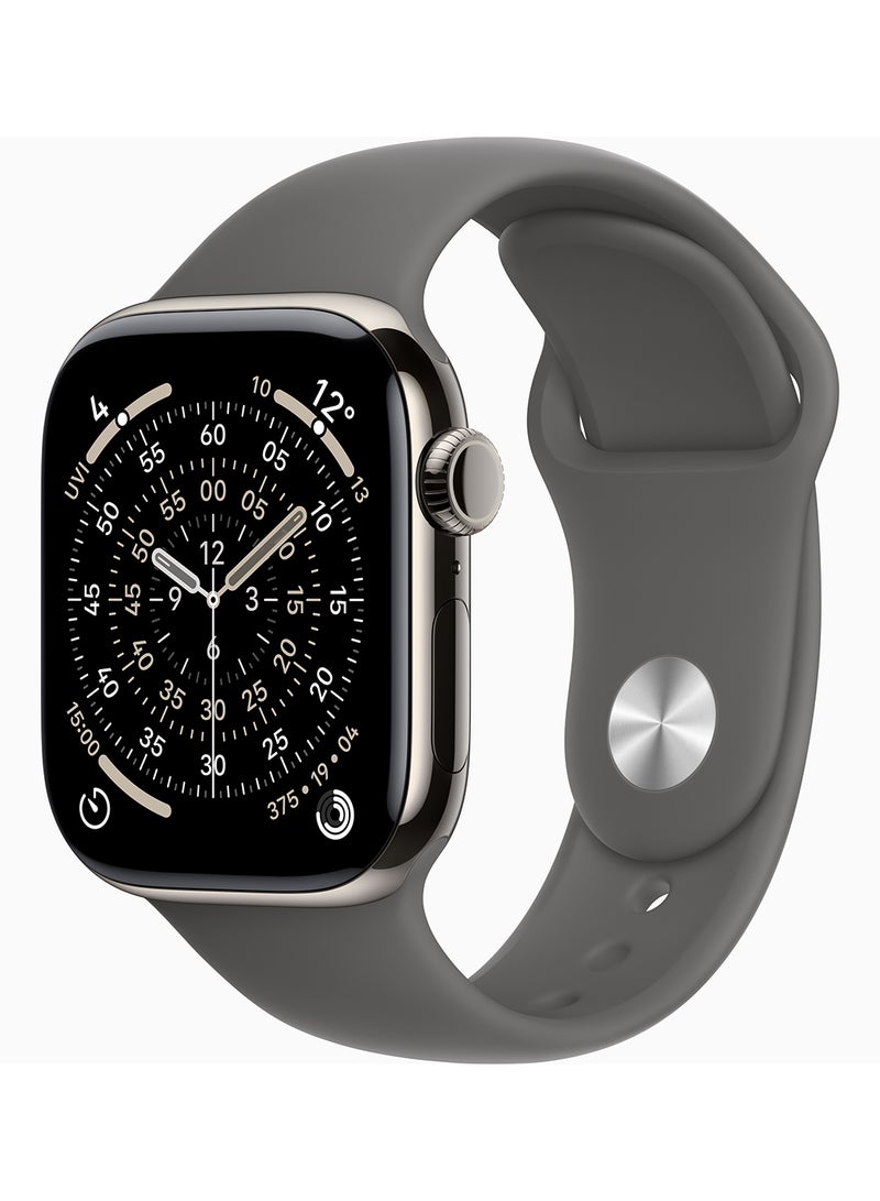 Apple Watch Series 11 GPS + Cellular 42mm (Middle East Version) Natural Titanium Case With Stone Grey Sport Band - M/L - Image 1