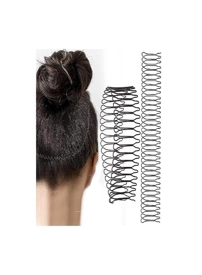 ZUGAD U Shape Hair Finishing Fixer Comb, 21 cm Bobby Bangs Holder Styling Tools Stretchable Hair Pin U Shape Wavy Clips Spring Headband Circle Styling Black Pins Bun Hair Pins for Women Girl - 2 pc. - Image 1