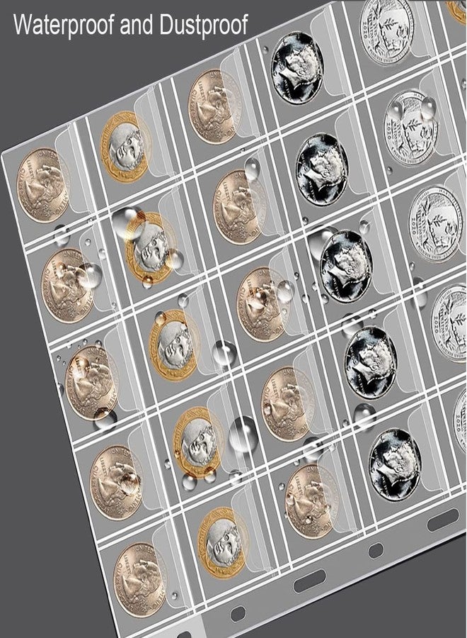 AITIME 30-Pocket Coin Pocket Pages, AITIME Stander 9-Holes Coin Sleeves Holders for Collectors, 10 Sheets Nickle Dime Quarter Storage Book Refills to Insert Small Coin Stamp Collection - Image 3