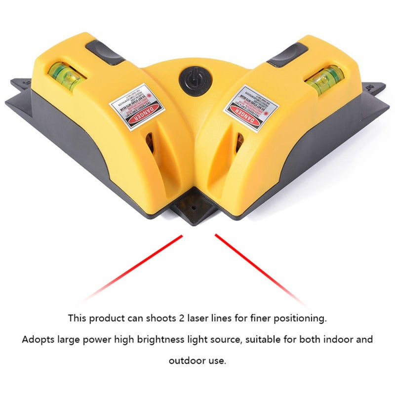 90° Right Angle Level: Yellow, 2-Line Laser Positioning, High Brightness Light Source, Double Bubble Design - Strong Suction Base for Indoor Outdoor Carpentry Tile Laying Shelf Alignment - Image 5