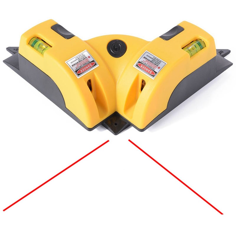 90° Right Angle Level: Yellow, 2-Line Laser Positioning, High Brightness Light Source, Double Bubble Design - Strong Suction Base for Indoor Outdoor Carpentry Tile Laying Shelf Alignment - Image 1