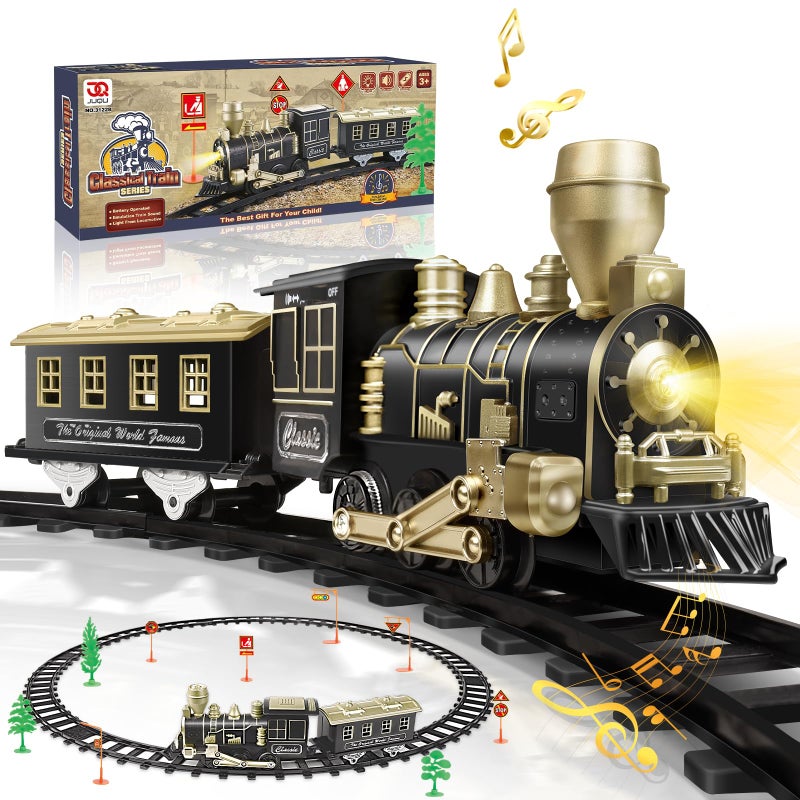JQ JUQU Electric Train Set for Kids Ages 48 Complete Toy Train with Locomotive Cars  Tracks LED Lights  Sounds for Indoor Railway Play - Image 3