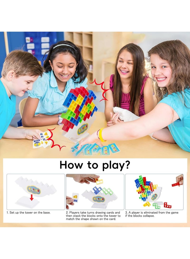 TOY GARDEN Tetra Tower Stacking Game 48 PCS – Balance Building Blocks Board Game for Kids & Adults – Fun Family Travel Party Game – Educational Toy for Brain Skills - Image 3