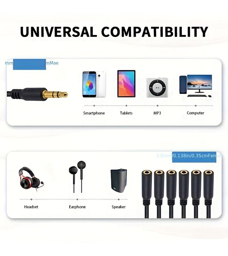 Qiduohao 4 Section 3.5mm Audio Splitter Cable 11.81inch for Computer Phone - Image 3