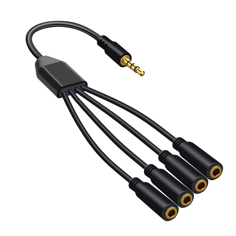 Qiduohao 4 Section 3.5mm Audio Splitter Cable 11.81inch for Computer Phone - Image 1