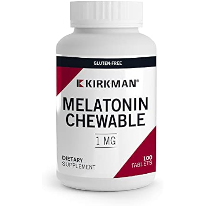 Kirkman - Melatonin 1 mg Chewable Tablets - 100 Tablets - Promotes Sleep - Refreshing Mint Flavor - Hypoallergenic - Image 1