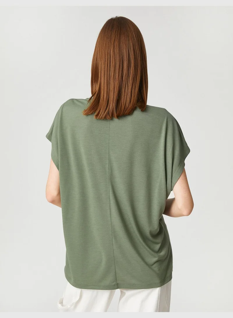 KOTON Shiny Printed T-Shirt Crew Neck