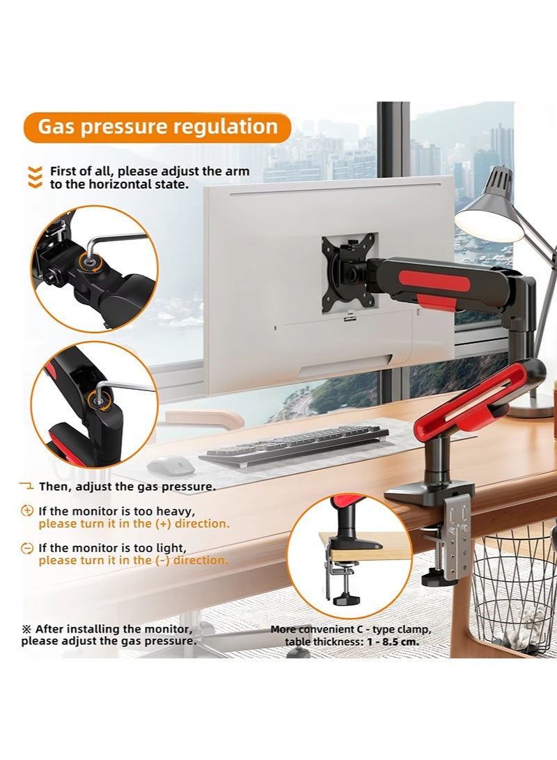 WALALLA Adjustable Single Monitor Mount Desktop Bracket 13-32inches Computer Monitor arm Single Monitor Stand Load 2-10KG VESA 75/100mm - Image 4