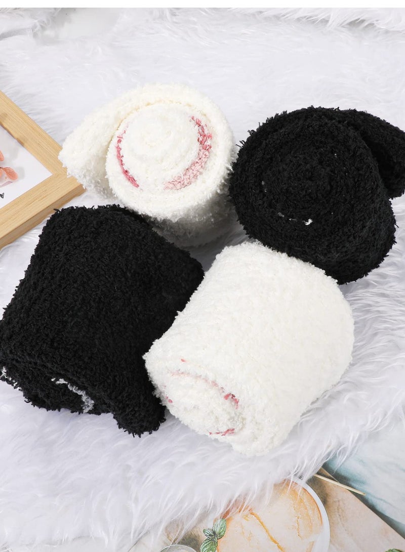 SYOSI 2 Pairs Coral Fleece Thigh High Socks, Fuzzy Socks, Women Fluffy Winter Socks, Over the Knee Stockings, Long Cosy Thermal Ladies Socks, Knee-High Socks for Most Women, Girls - Image 3