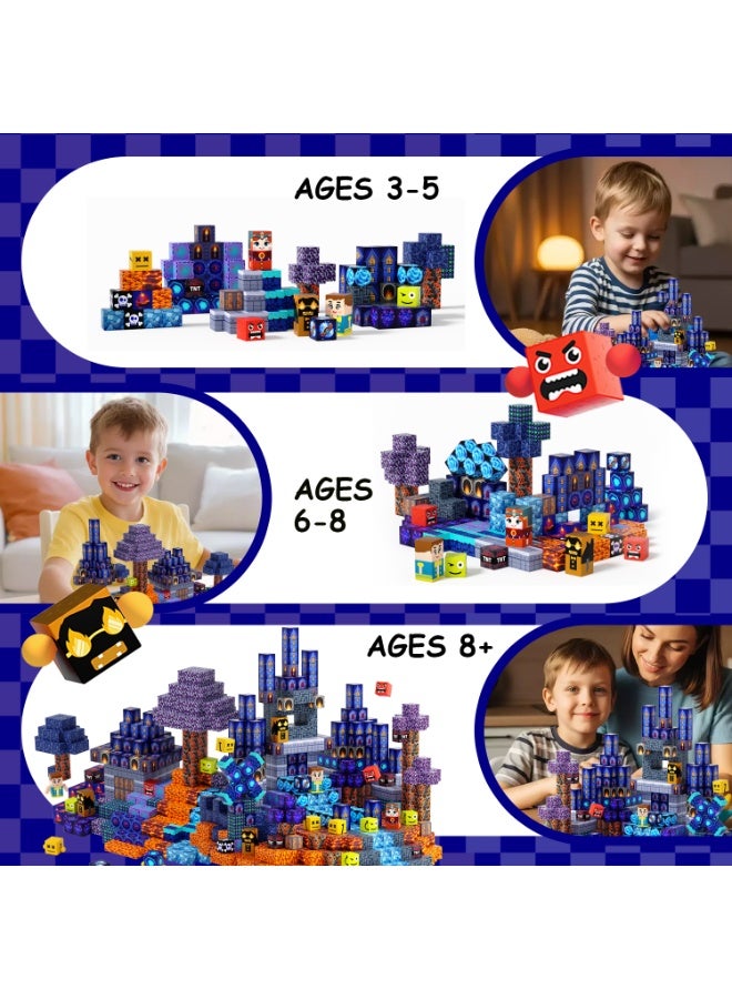 VTERLY Magnetic Blocks, 150 PCS Build Magnetic Dark Castle Sword Domain World, Magnetics Construction Cube Toys, STEM Stacking Magnets Toys, Easter Birthday Gift for Boys Girls Age 3+ - Image 5