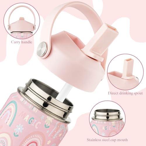 CUXFLS Kids Water Bottle with Straw Lid-12 oz Insulated Stainless Steel Thermal Cup, Leakproof Wide Mouth Sports Bottle Keeps Cold 12H & Hot 6H for Gym Office Outdoor - Image 2