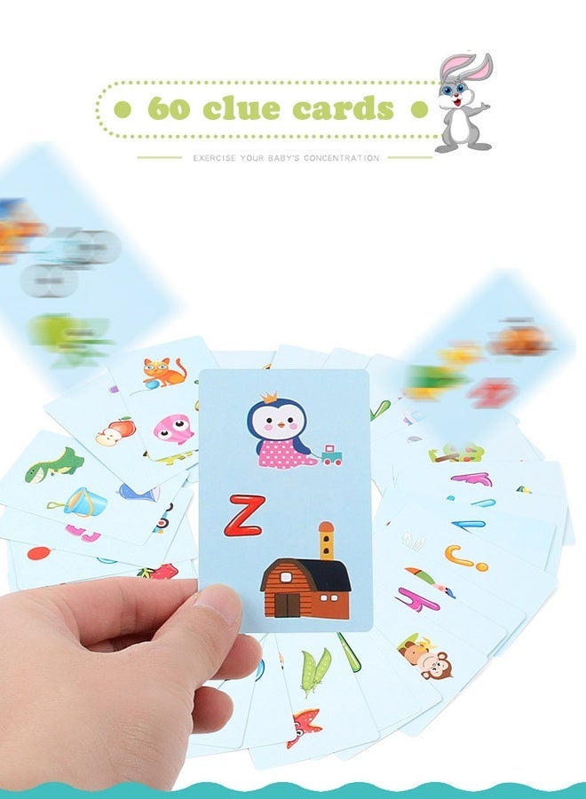 Children's Educational Memory Board Game - 60-Piece Concentration Training Toy with Animal/Fruit Cards, Double-Sided & Timer for Cognitive Development, Skills STEM Learning Family  - Image 4