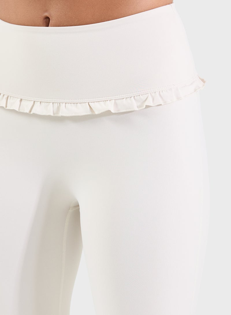 FRWD High Rise Foldover Frill Detail Flared Leggings  - Image 4