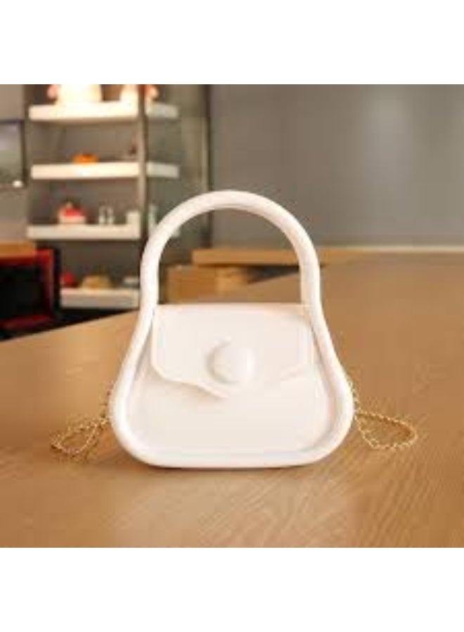 Fashion Mini Crossbody Purse Shoulder Bag With Chain Strap White Color - Image 1
