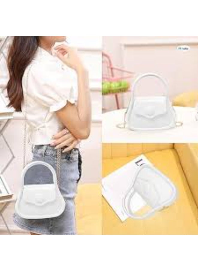 Fashion Mini Crossbody Purse Shoulder Bag With Chain Strap White Color - Image 3