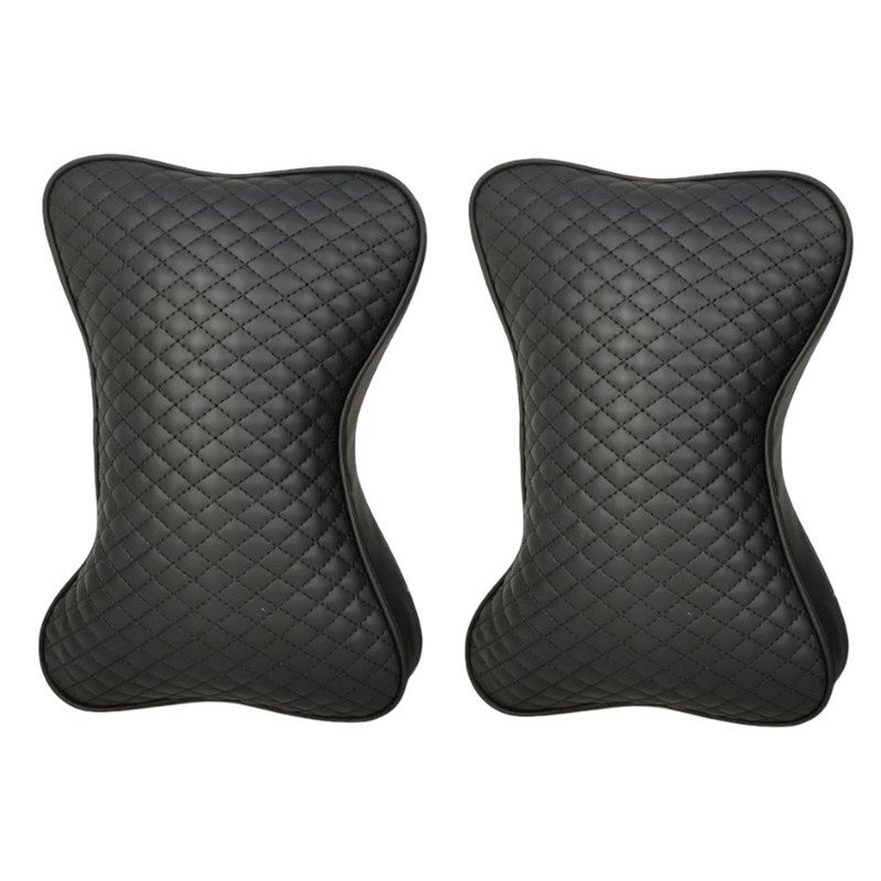 2 Pcs Car Neck Pillow Memory Foam Headrest Cushion – Ergonomic Cervical Support, PU Leather, Universal Fit for Car Seat, Travel & Office Use - Image 1