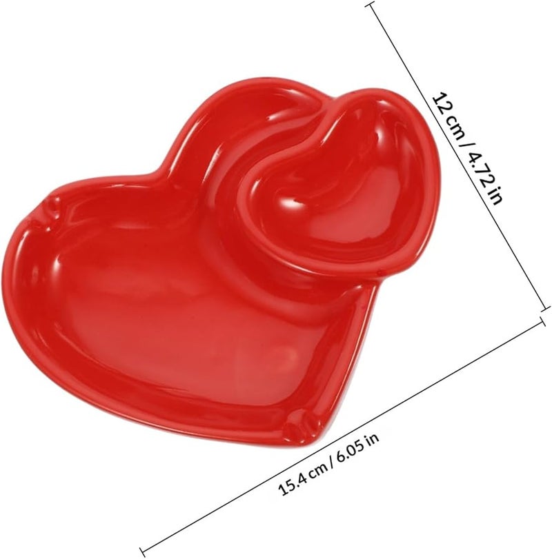 منفضة سجائر سيراميك على شكل قلب أحمر حامل رماد سطح المكتب زينة حفلة - Image 2